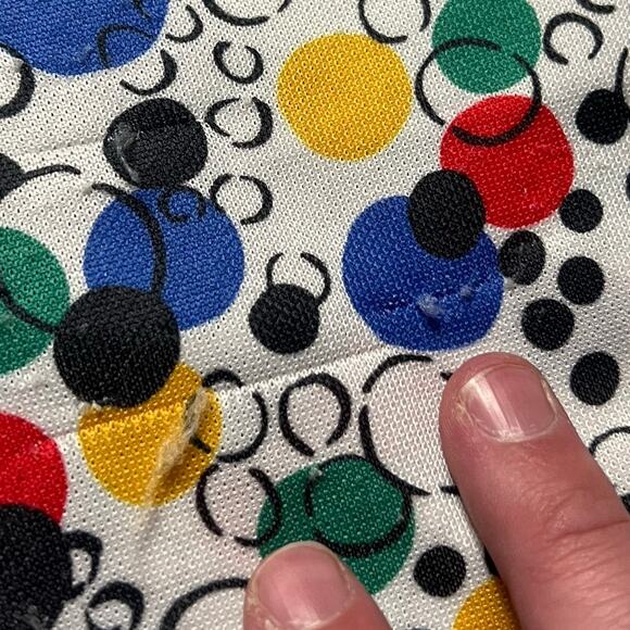 VINTAGE 90s Geometric Bowling Shirt Womens Large Peter Pan Collar Kidcore - Picture 6 of 8